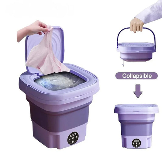 8L Portable Small Foldable Washing Machine with Spin Dryer for Socks Underwear Panties Washer Household Mini Washing Machine - Supersell