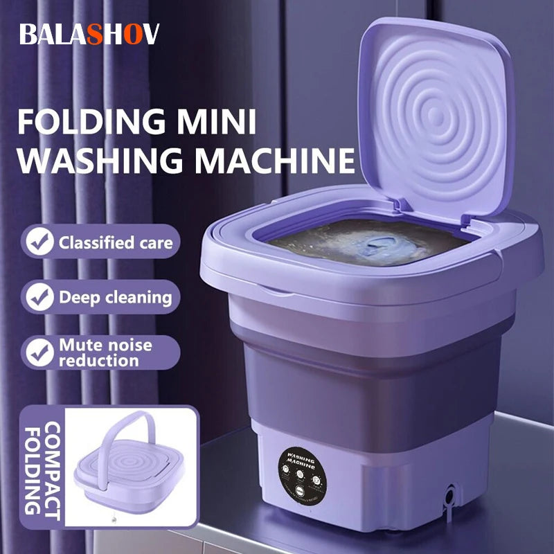 8L Portable Small Foldable Washing Machine with Spin Dryer for Socks Underwear Panties Washer Household Mini Washing Machine - Supersell