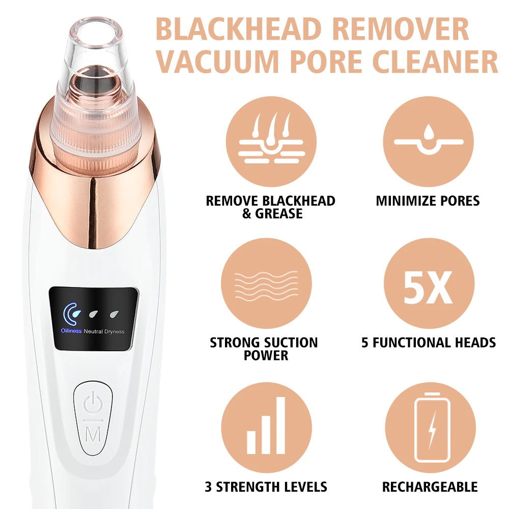 Electric Blackhead Remover Vacuum Acne Cleaner Black Spots Removal Facial Deep Cleansing Pore Cleaner Machine Skin Care Tools - Supersell