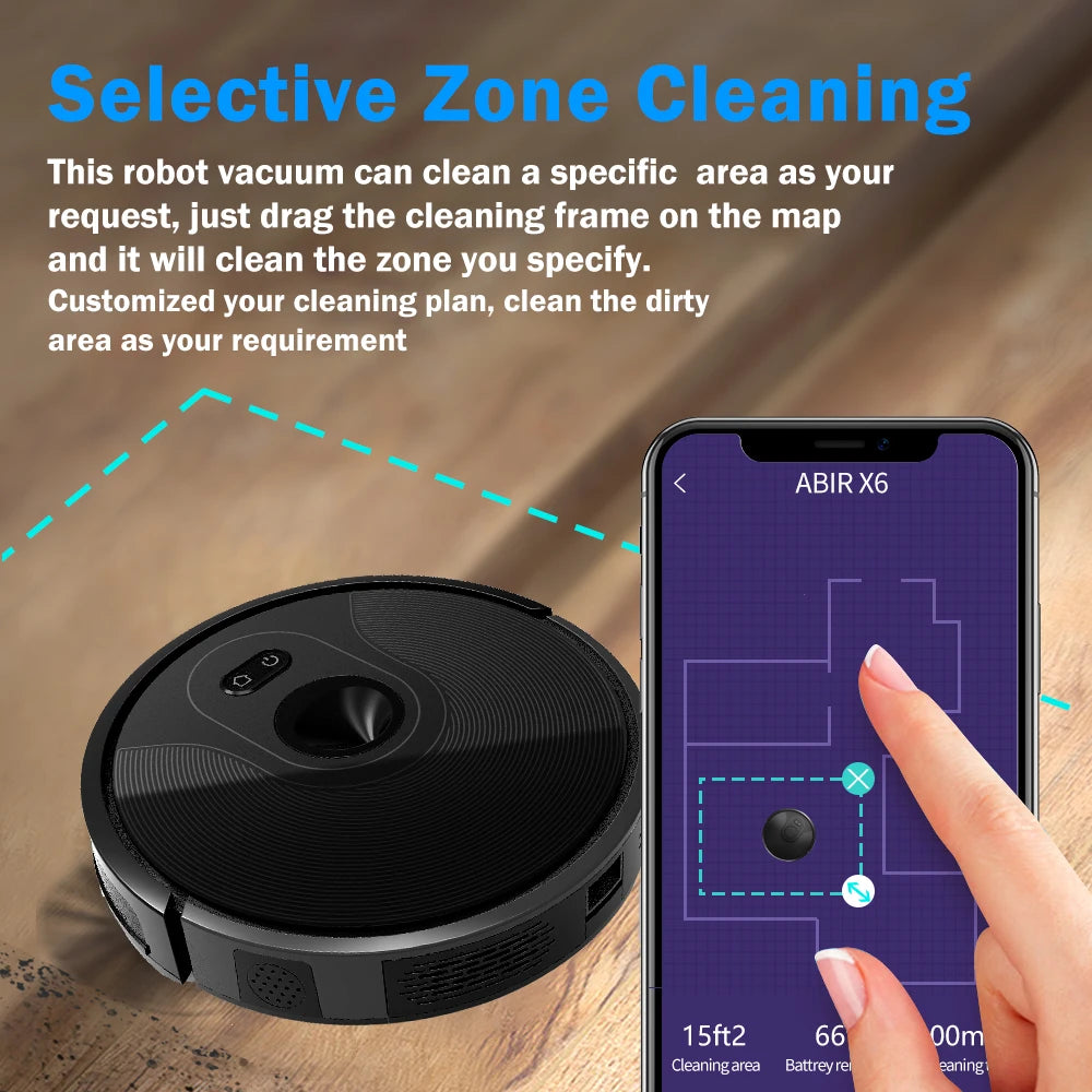ABIR X6 Robot Vacuum Cleaner Visual Navigation 6000PA Suction Smart Home Mop Floor Carpet Washing Appliance - Supersell