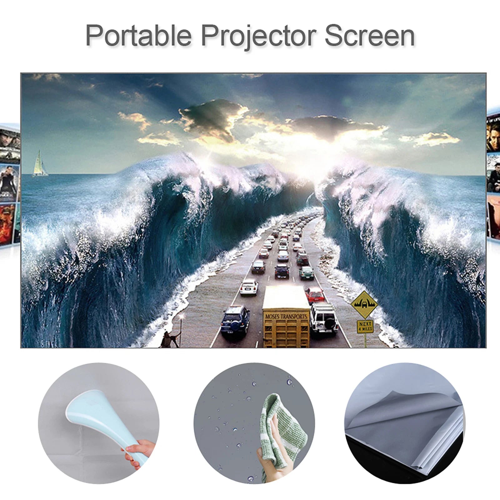 Portable Projector Screen Cloth Anti-Light Screen for Home Outdoor Projector - Supersell