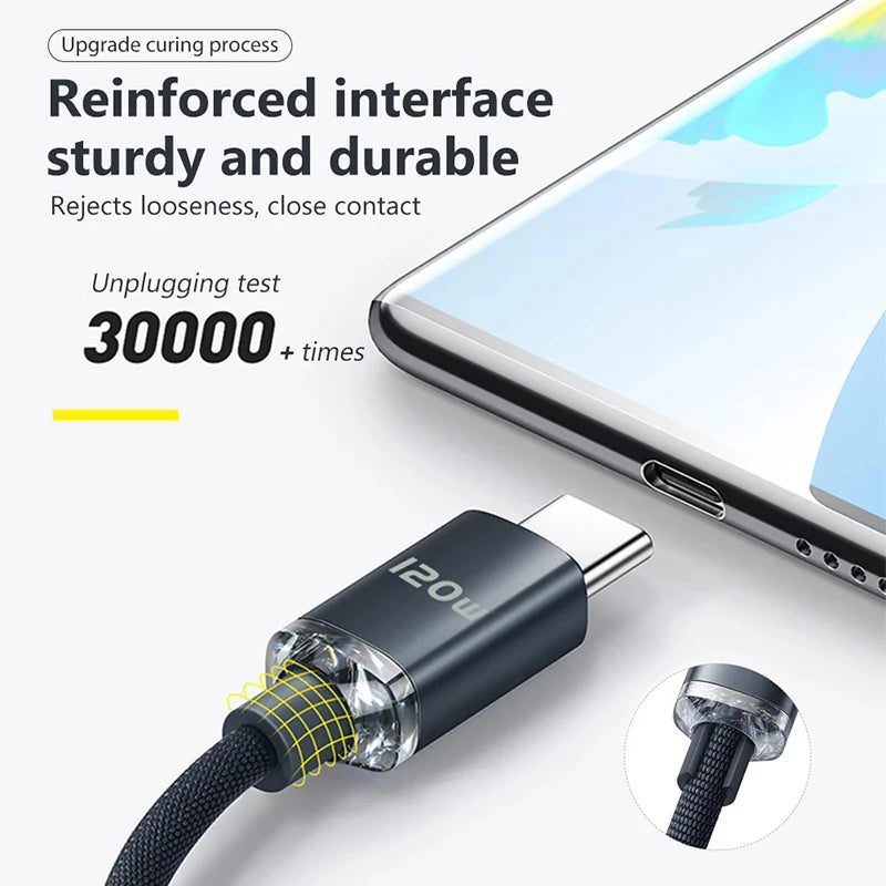 120W 6A Fast Charge USB Type C Quick Charge Cable For Smartphones - Supersell