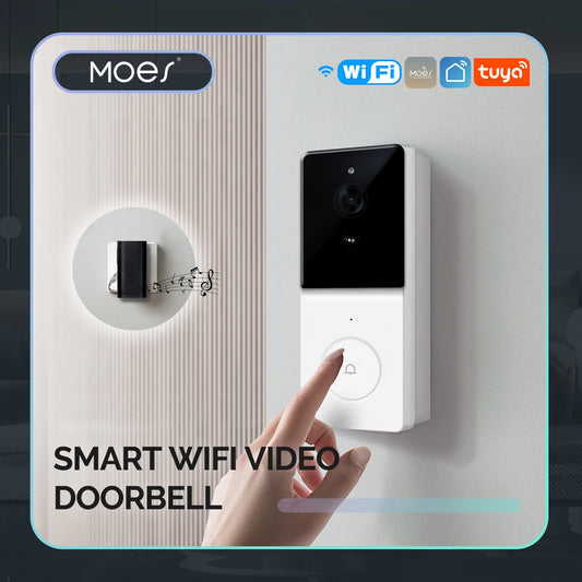 MOES Tuya 1080P Smart WiFi Video Doorbell Camera Wireless 2-Way Audio Intercom Night Vision with 64 GB SD Card，Home Security