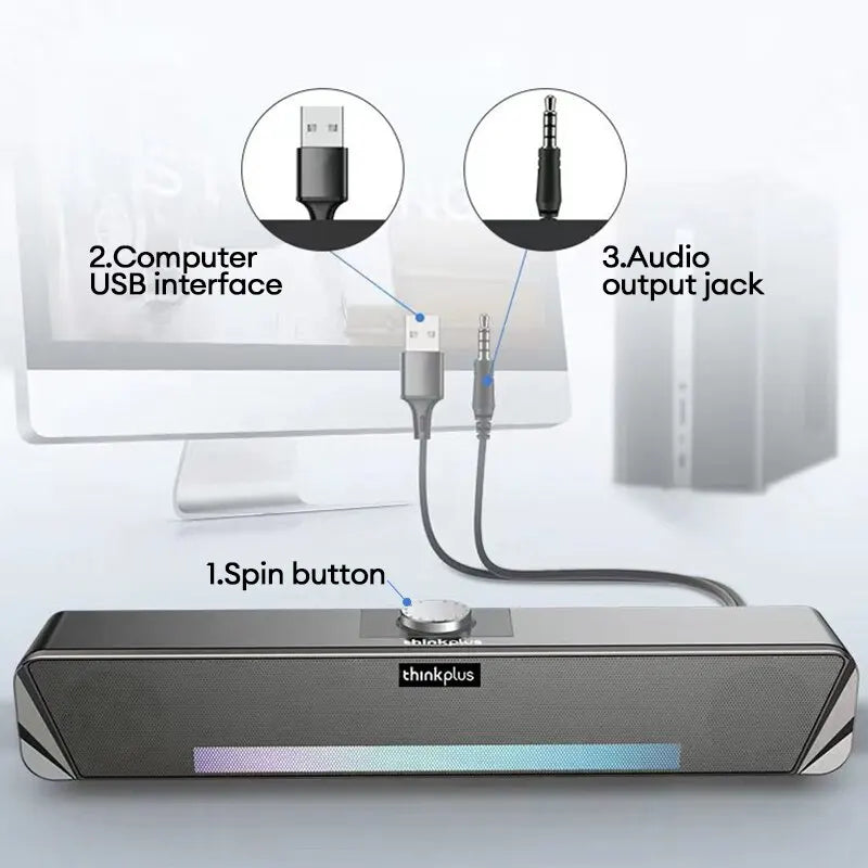 Lenovo Wired and Bluetooth 5.0 Speaker 360 Home Movie Surround Sound Bar - Supersell