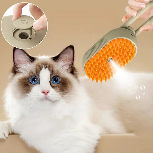 Pet Steam Brush Cat Dog Cleaning Steamy Spray Massage Beauty Comb 3 In 1 Hair Removal - Supersell