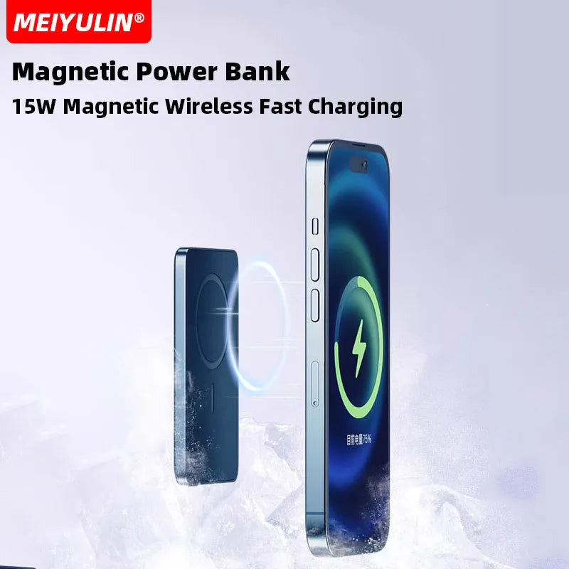 10000mAh Metal Magnetic Power Bank USB C PD 20W Slim Wireless - Supersell