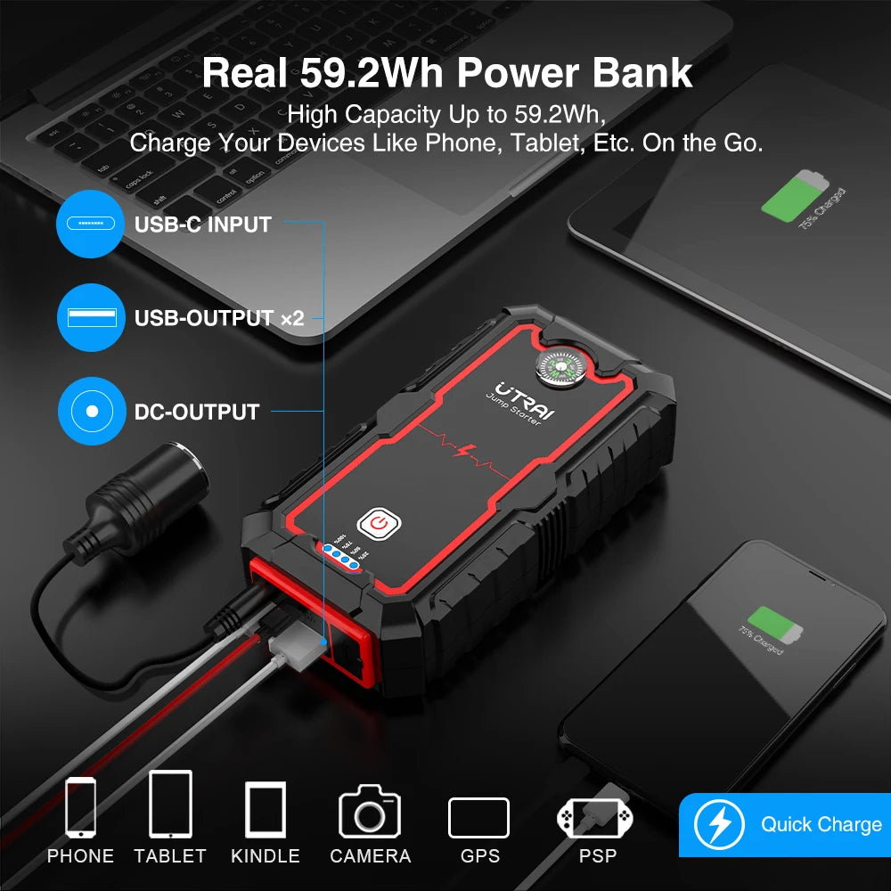 Power Bank | Jump Starter 2500A Portable Charger | All in One - Supersell