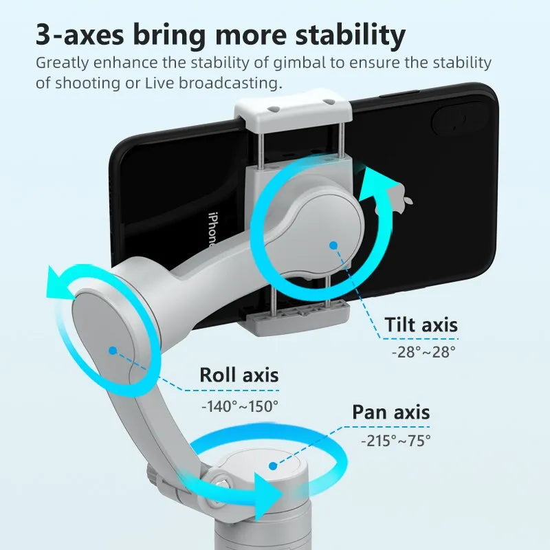 3-Axis Gimbal Stabilizer for Smartphone Foldable Handheld Phone Video Record Vlog Anti-Shake Stabilizer for iPhone Android - Supersell